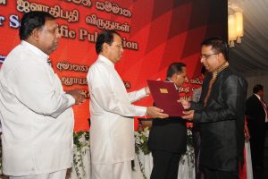 Dr. TGI Fernando received an award at the President’s Awards ceremony for Scientific Publications which was held on November 06, 2017 at the Taj Samudra Hotel, Colombo.