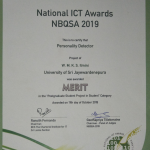 Ms. WMKS Ilmini won a merit award at NBQSA 2019 awards ceremony under the Tertiary Postgraduate category.