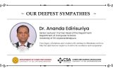 Demise of Our Beloved Colleague Dr. Ananda Edirisuriya